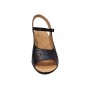 Sandale dama negre din piele naturala cu platforma joasa si perforatii florale Elviora CLP02N